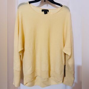 Tahari Light Yellow Scoop Neck Sweater